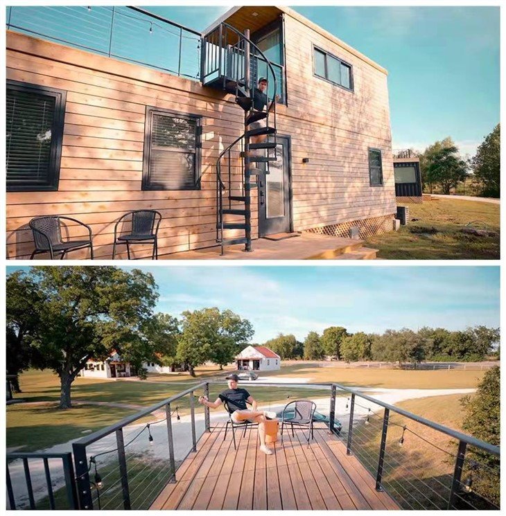 Loft wooden cabin container house (3)